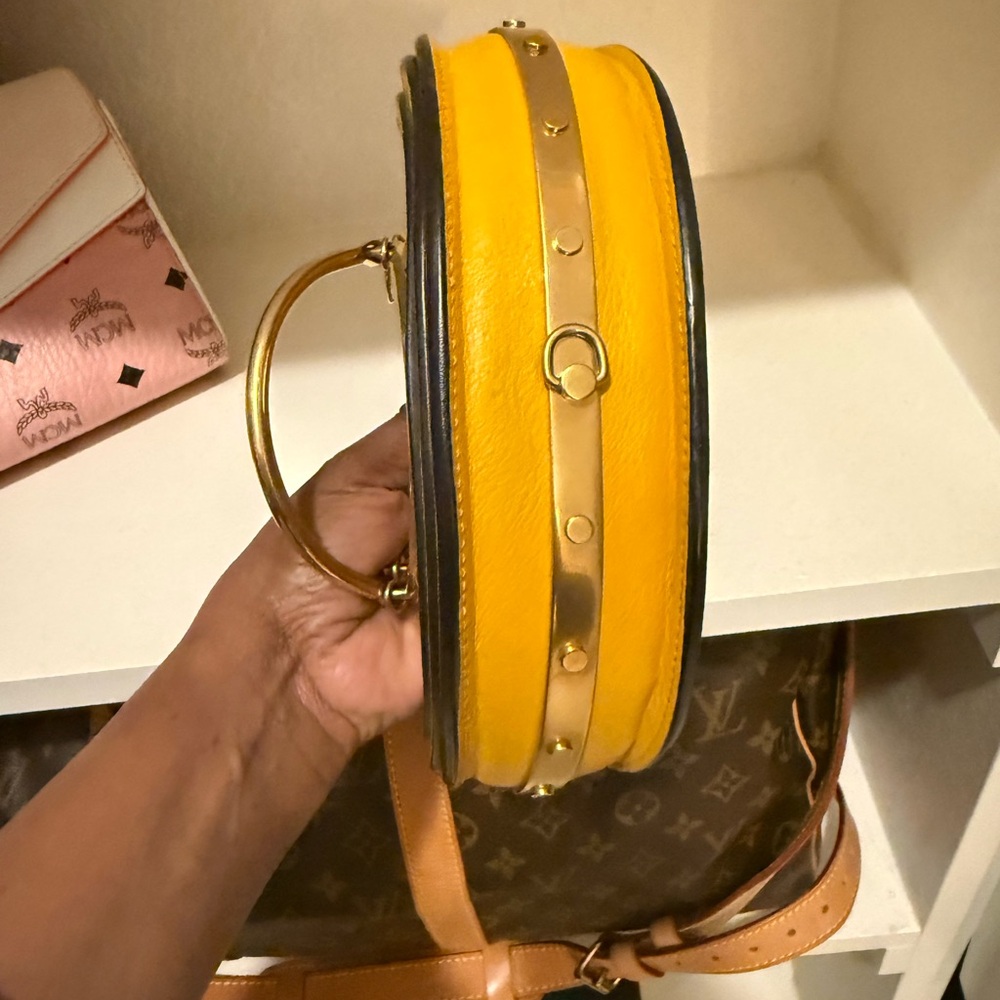 Celine Yellow Leather Wristlet with Gold Accents - Picture 3 of 8
